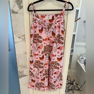 Printfresh Pink Rooster/chicken Print Dress